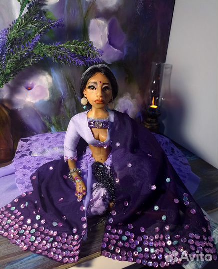 Кукла ручной работы Индианка Лаванда