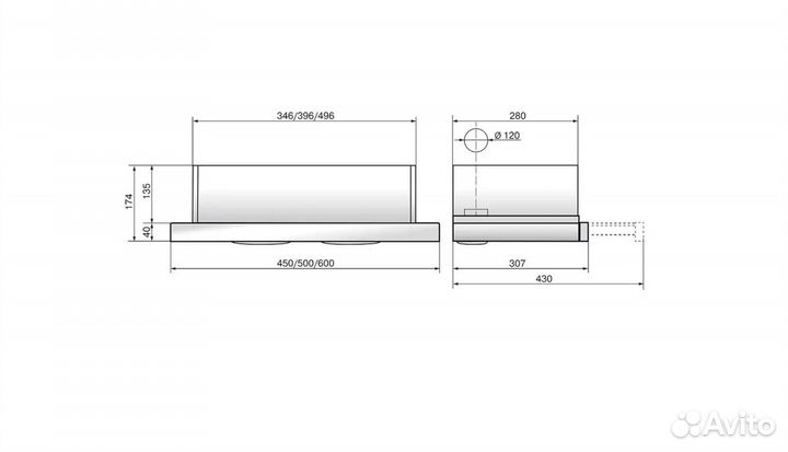 Встраиваемая вытяжка elikor интегра 60П-400-В2Л Bl