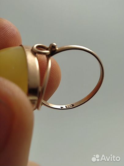 Золотое кольцо Янтарь 583 пробы СССР