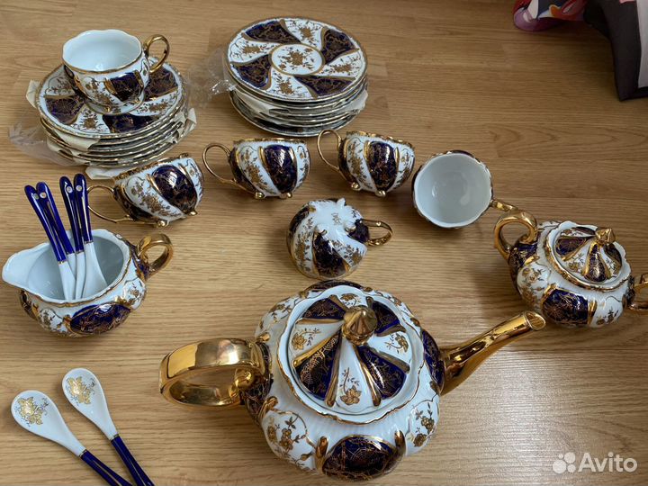 Сервиз чайный Чешский Кобальт новый