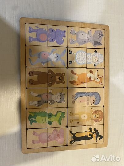 Деревянный пазл животные