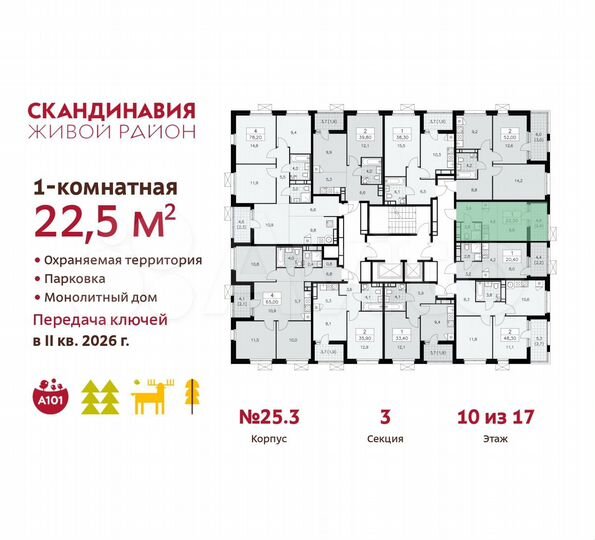 Квартира-студия, 22,5 м², 10/17 эт.
