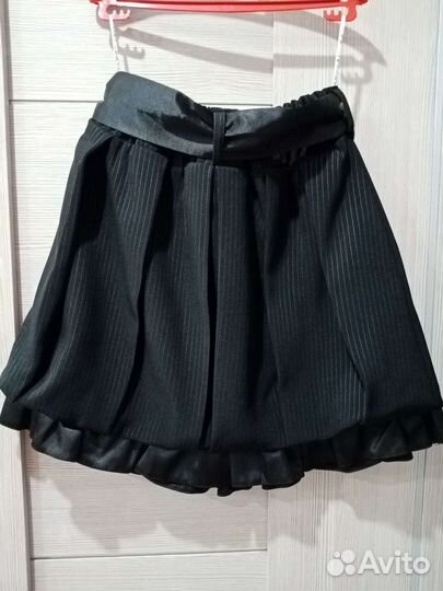 Юбка школьная, чёрная в мелкую полоску, 122 р