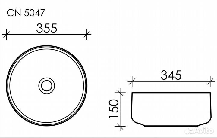 Раковина накладная Ceramica nova CN5047 (35см)