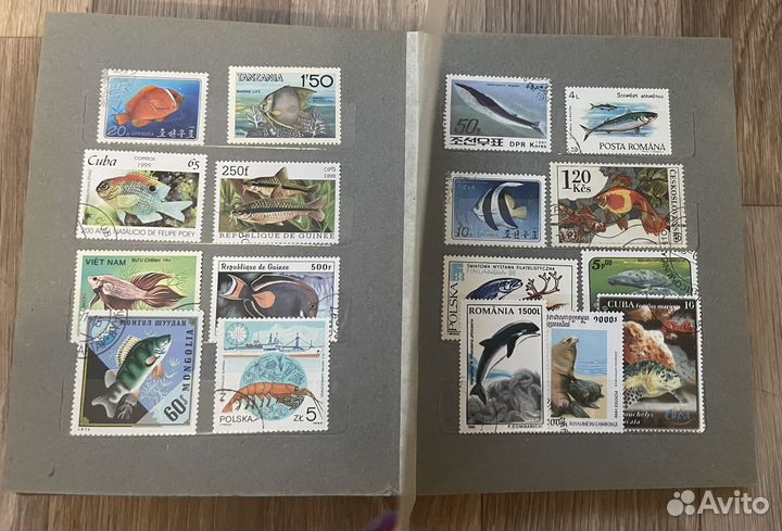 Альбом с марками подборка Рыбы