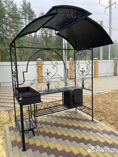 Кованый мангал с печкой