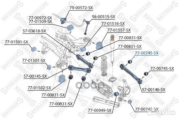 77-00745-SX сайлентблок зад. балки нижн. BMW E