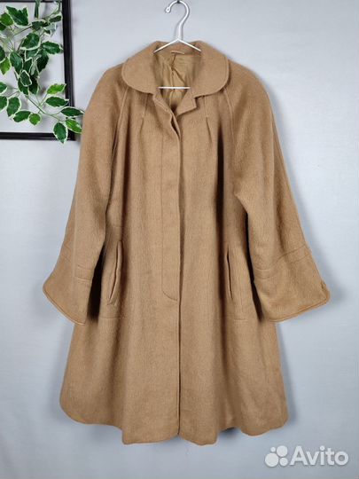 Винтажное шерстяное женское пальто р.52