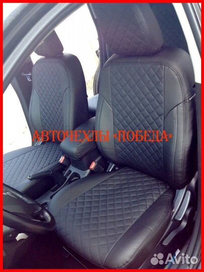 Чехлы Mitsubishi Outlander 3 из экокожи чёрные Ром