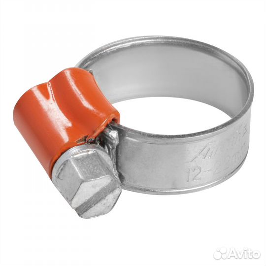 Хомут 12-22/9,7 мм, червячный, усиленный, W1 (оцин