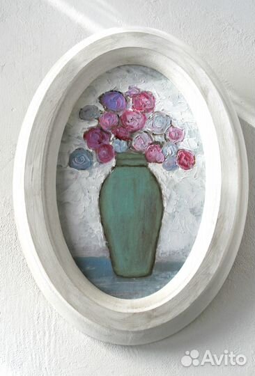 Картина букет цветов в вазе рамке