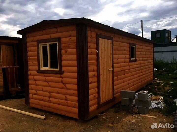 Мобильная брусовая баня 6х2.3м