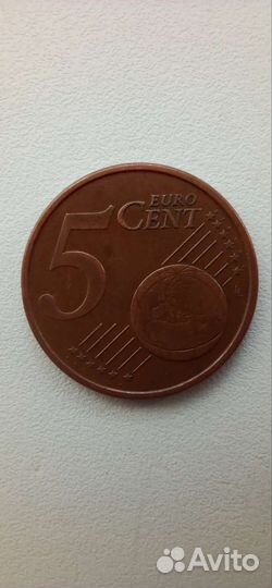 Продам монету 5 центов евро