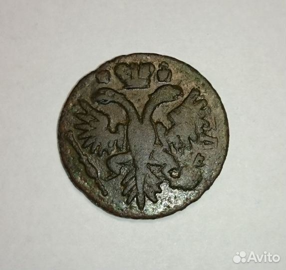 Денга 1731 перечекан из Петровской копейки