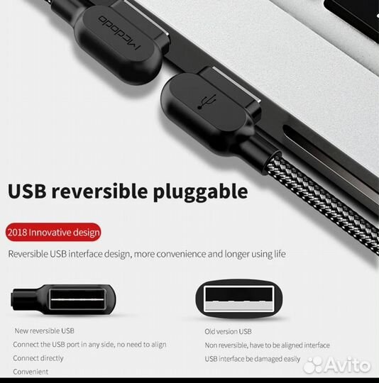 Новый Угловой Кабель USB Type C Mcdodo 3А