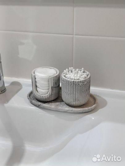 Органайзер для ватных палочек и дисков из гипса