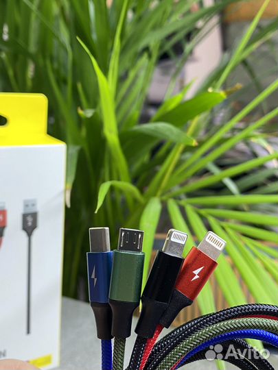 Кабель 4в1, USB - microusb Type-C 2Lightning,1.2м