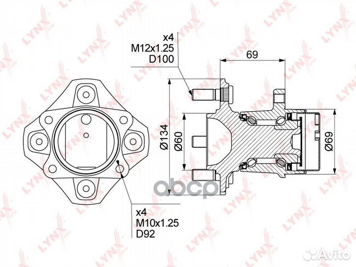 Ступица колеса зад прав/лев WH1001 lynxauto