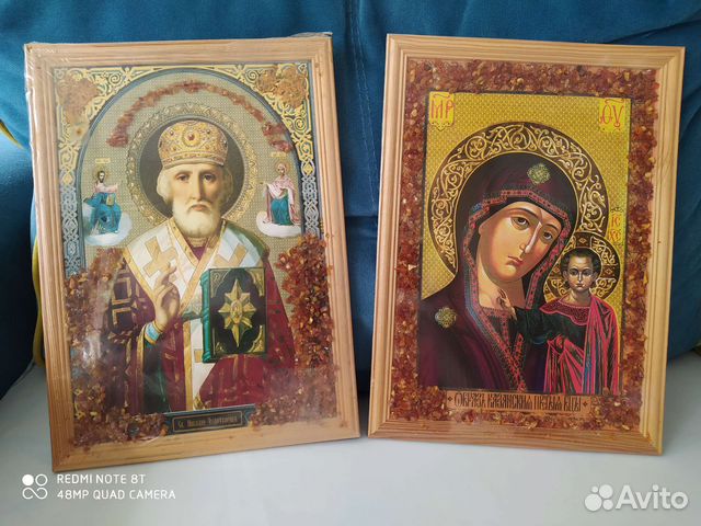 Картина интерьерная Иконы с янтарной крошкой