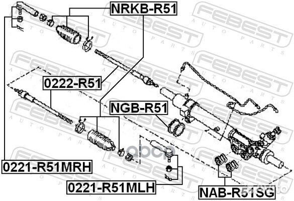 Пыльник рулевой рейки лев nrkb-R51 Febest