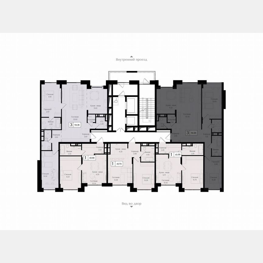 3-к. квартира, 94,2 м², 4/17 эт.