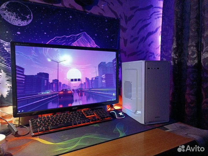 Игровой компьютер razen 3 2200g/озу 16gb/ m2 128