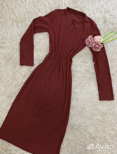 Платье лапша винного цвета 42-44