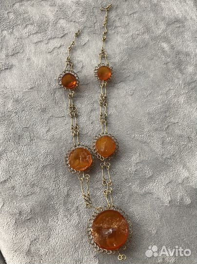 Ожерелье винтаж янтарь