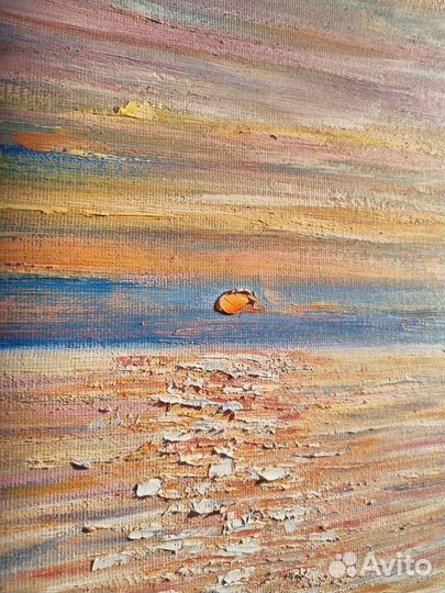 Пейзаж морской маслом на холсте море лодки
