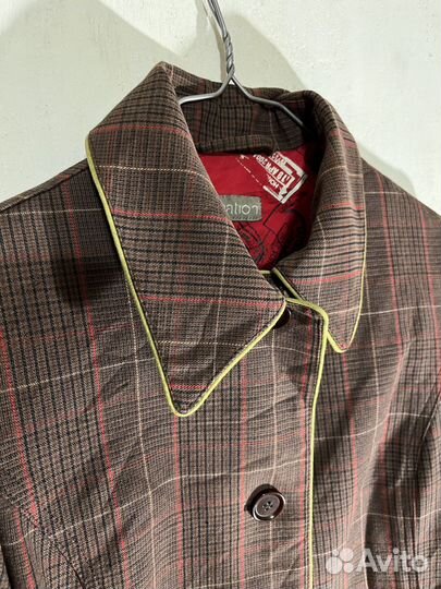 Хлопковый тренч в клетку Nation винтаж 44