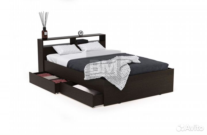 Кровать с ящиками венге