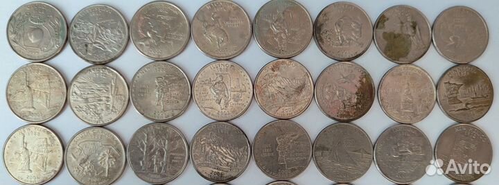 Квотеры США. Юбилейные. Почти номинал. 61шт