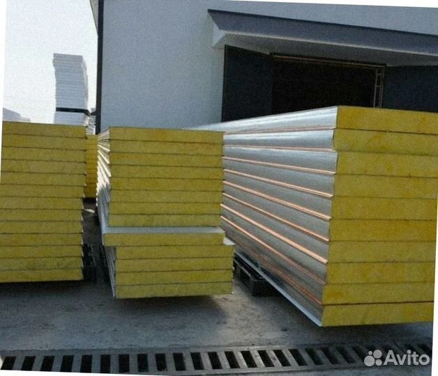 Сэндвич панели стеновые с минер. ватой от 200 м2