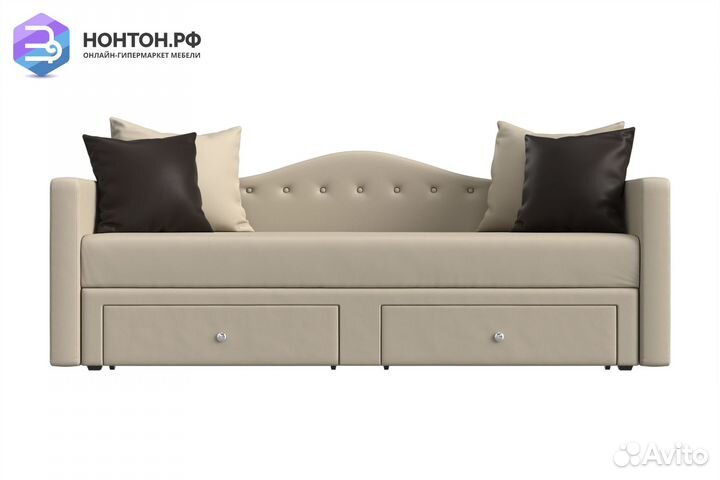 Детский прямой диван Дориан экокожа бежевый / кори