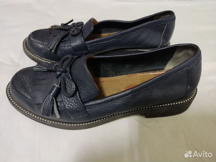 Мокасины женские синие 37 размер кожаные
