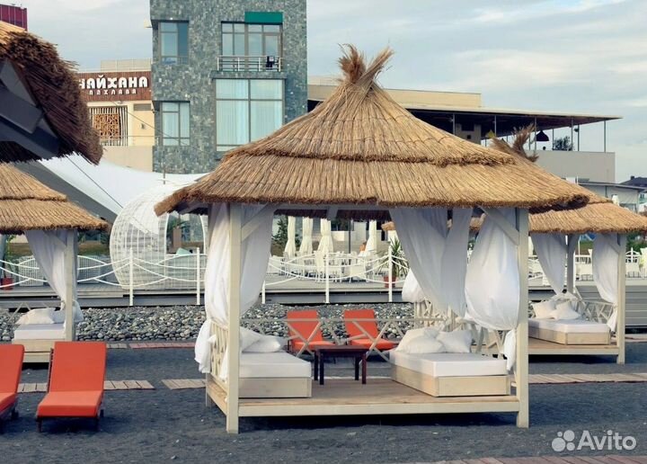 Шторы, потолок, матрас для Бунгало