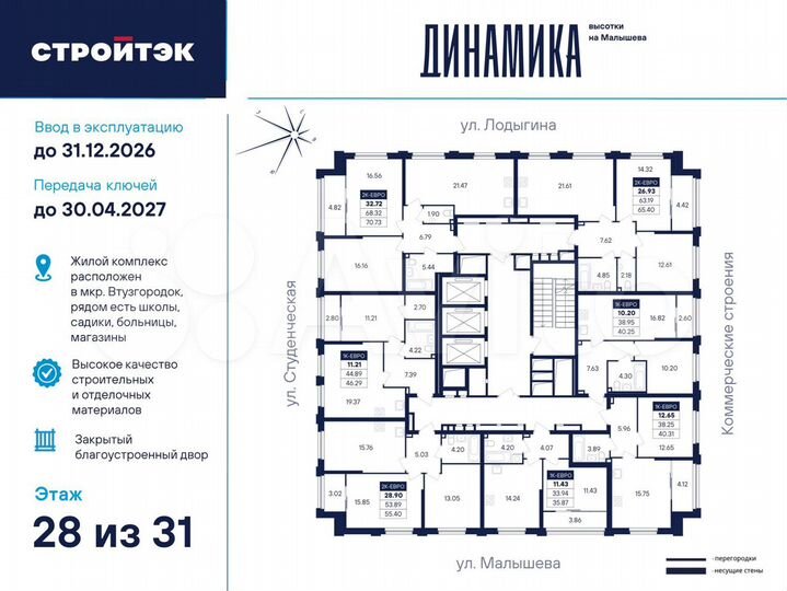 1-к. квартира, 40,3 м², 28/33 эт.