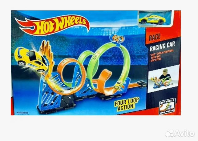 Гоночный трек HOT wheels 4 кольца с машинкой new