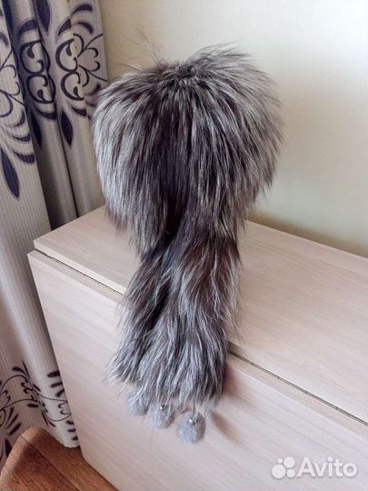 Шапка норковая женская с чернобурой лисой
