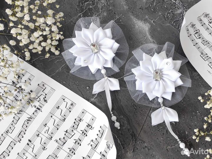 Бантики для волос ручной работы на 1 сентября