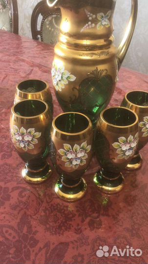 Графин со стаканами богемия