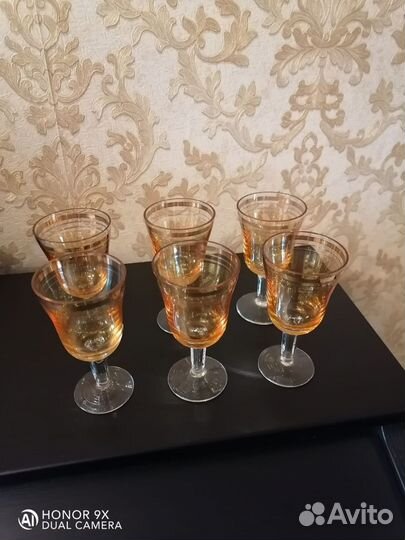 Бокалы фужеры рюмки стекло СССР цветное