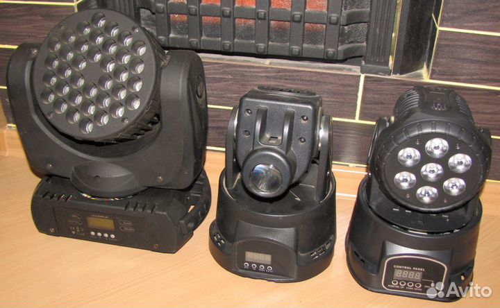 Головы LED Светомузыка 3шт Rgbw Gobo Строб Mic DMX