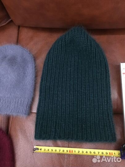 Шапка ручная вязка/пух норки/6 нитей/изумруд/новая
