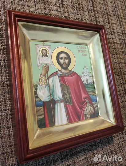 Святой Александр Невский рукописная икона