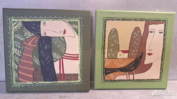 Две картины холст на подрамнике комплект