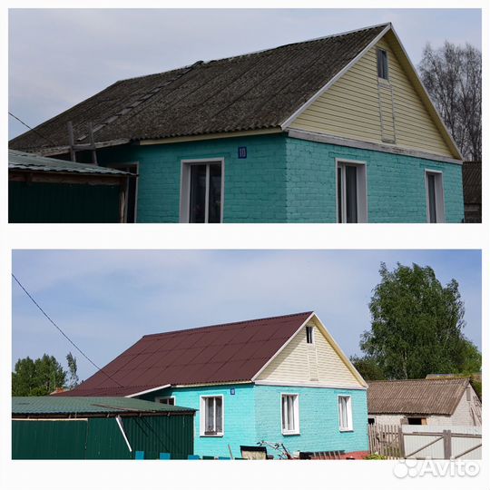 Покраска крыш домов заборов