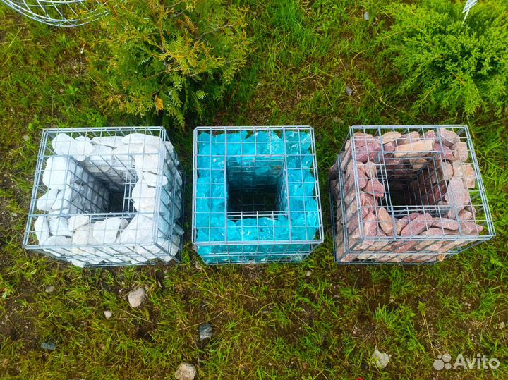 Клумба из габиона с наполнением