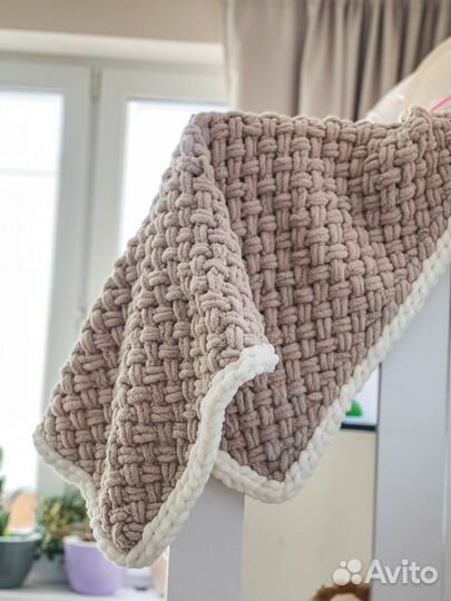 Детский вязанный плед плюшевый