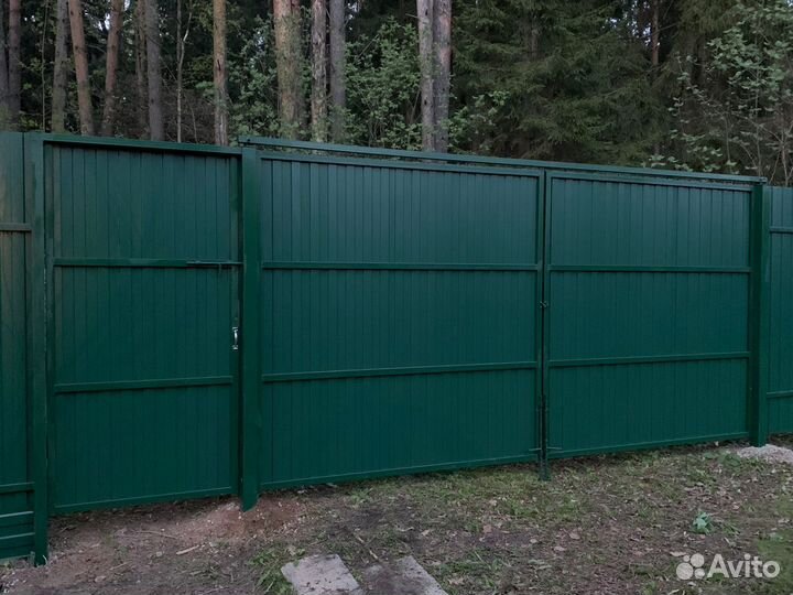 Ворота с калиткой распашные